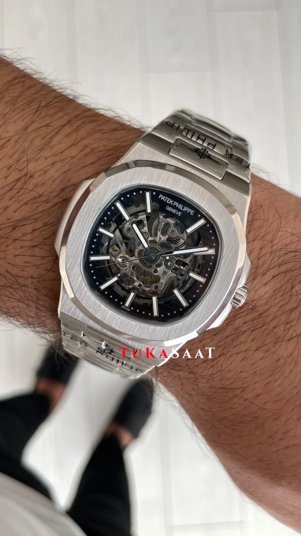 Patek Philippe Nautilus İskelet 5711 Silver 40 mm Skeleton Replika Saat Patek Philippe Nautilus İskelet 5711 Silver 40 mm Skeleton Replika Saat