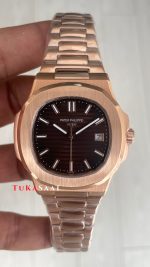 Patek Philippe Nautilus Kahverengi Kadran 5711 Rose 40mm Replika Saat