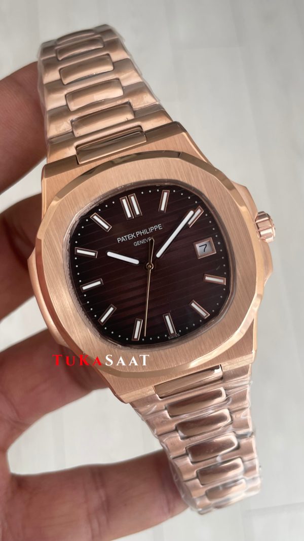 Patek Philippe Nautilus Kahverengi Kadran 5711 Rose 40mm Replika Saat