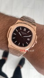 Patek Philippe Nautilus Kahverengi Kadran 5711 Rose 40mm Replika Saat