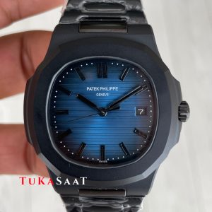 Patek Philippe Nautilus Mavi Kadran 5711 PVD Black 40 mm Replika Saat