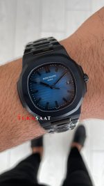 Patek Philippe Nautilus Mavi Kadran 5711 PVD Black 40 mm Replika Saat