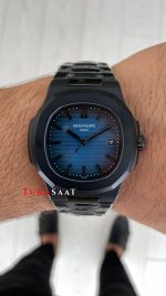 Patek Philippe Nautilus Mavi Kadran 5711 PVD Black 40 mm Replika Saat