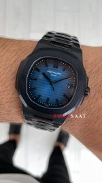 Patek Philippe Nautilus Mavi Kadran 5711 PVD Black 40 mm Replika Saat