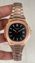 Patek Philippe Nautilus Siyah Kadran 5711R Rose 40 mm Replika Saat