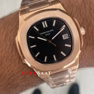 Patek Philippe Nautilus Siyah Kadran 5711R Rose 40 mm Replika Saat