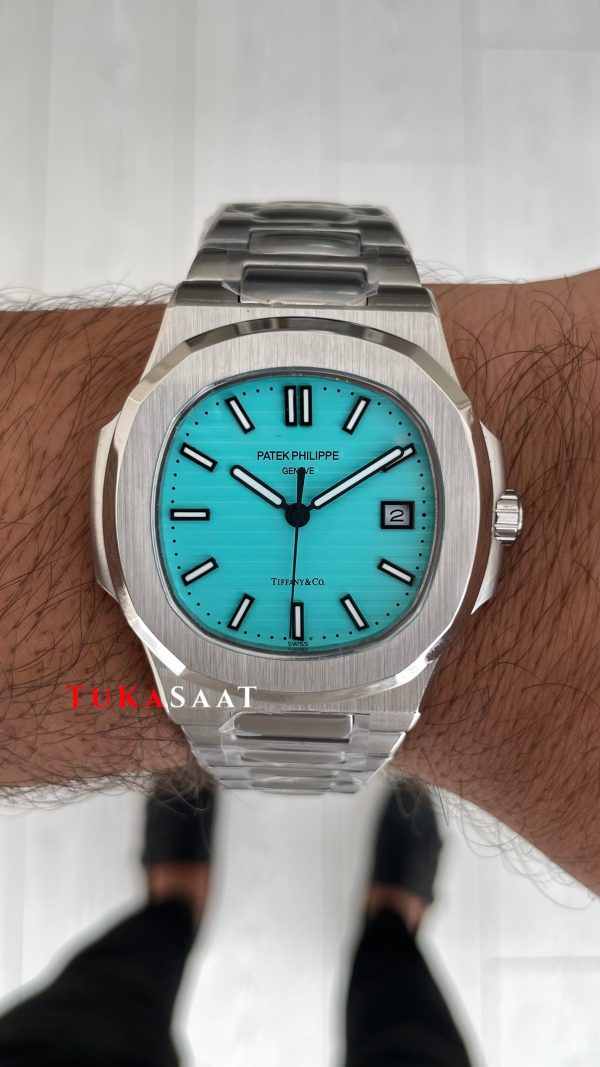 Patek Philippe Nautilus Tiffany 5711 Silver 40 mm Replika Saat Patek Philippe Nautilus Tiffany 5711 Silver 40 mm Replika Saat