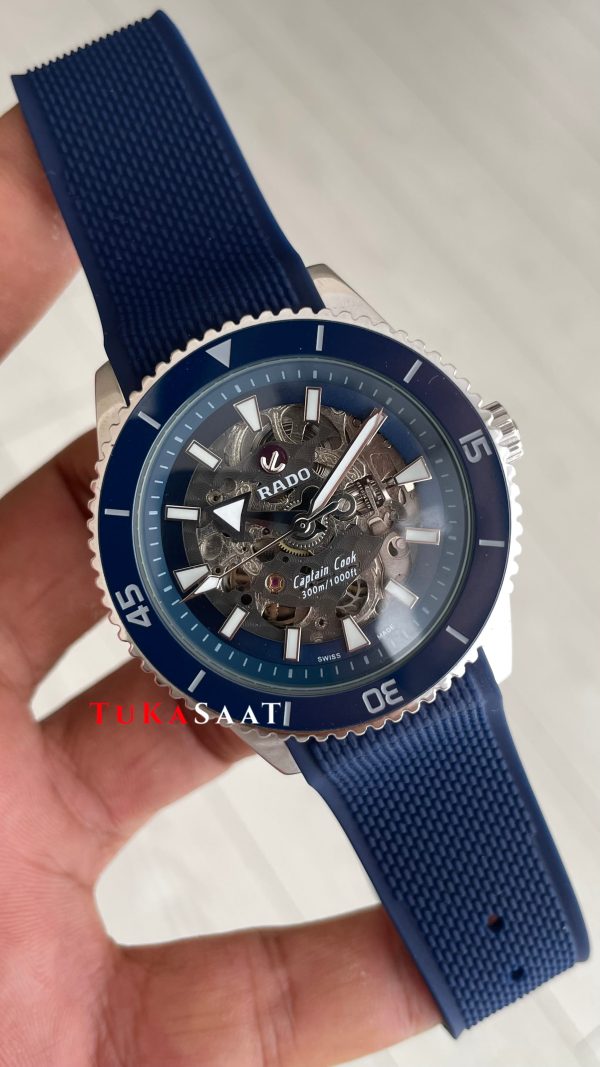 Rado Captain Cook iskelet Mavi Kauçuk Rado Captain Cook iskelet Mavi Kauçuk