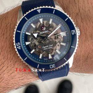 Rado Captain Cook iskelet Mavi Kauçuk