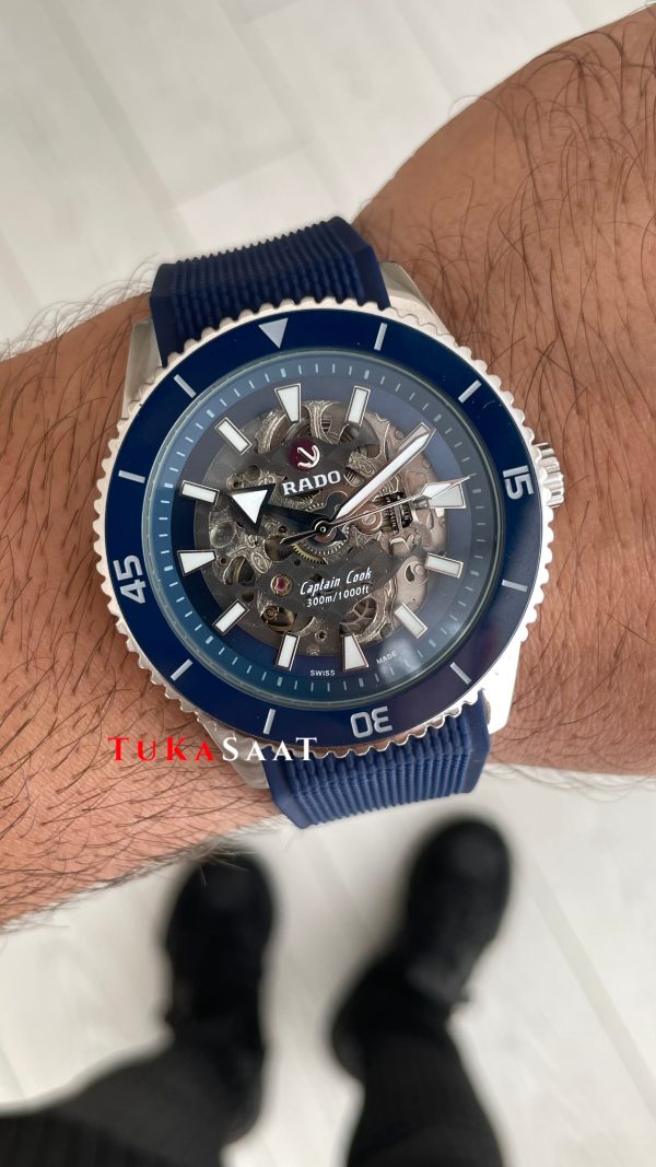 Rado Captain Cook iskelet Mavi Kauçuk Rado Captain Cook iskelet Mavi Kauçuk