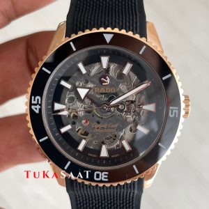 Rado Captain Cook iskelet Siyah Rose Kauçuk