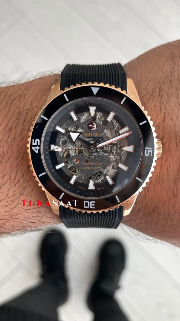 Rado Captain Cook iskelet Siyah Rose Kauçuk Rado Captain Cook iskelet Siyah Rose Kauçuk