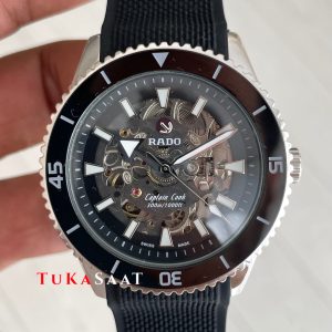 Rado Captain Cook iskelet Siyah Kauçuk