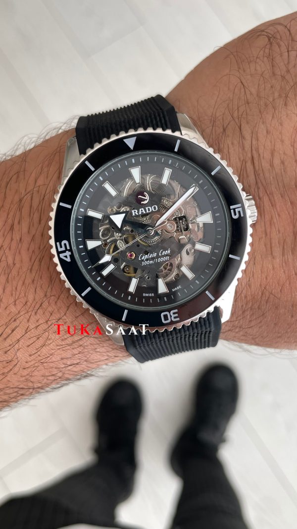 Rado Captain Cook iskelet Siyah Kauçuk Rado Captain Cook iskelet Siyah Kauçuk