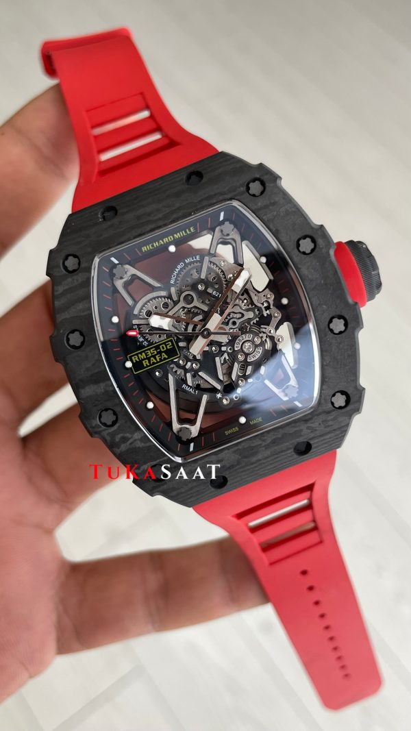 Richard Mille Rafael Nadal RM35-02 Kırmızı Carbon Black Replika Saat