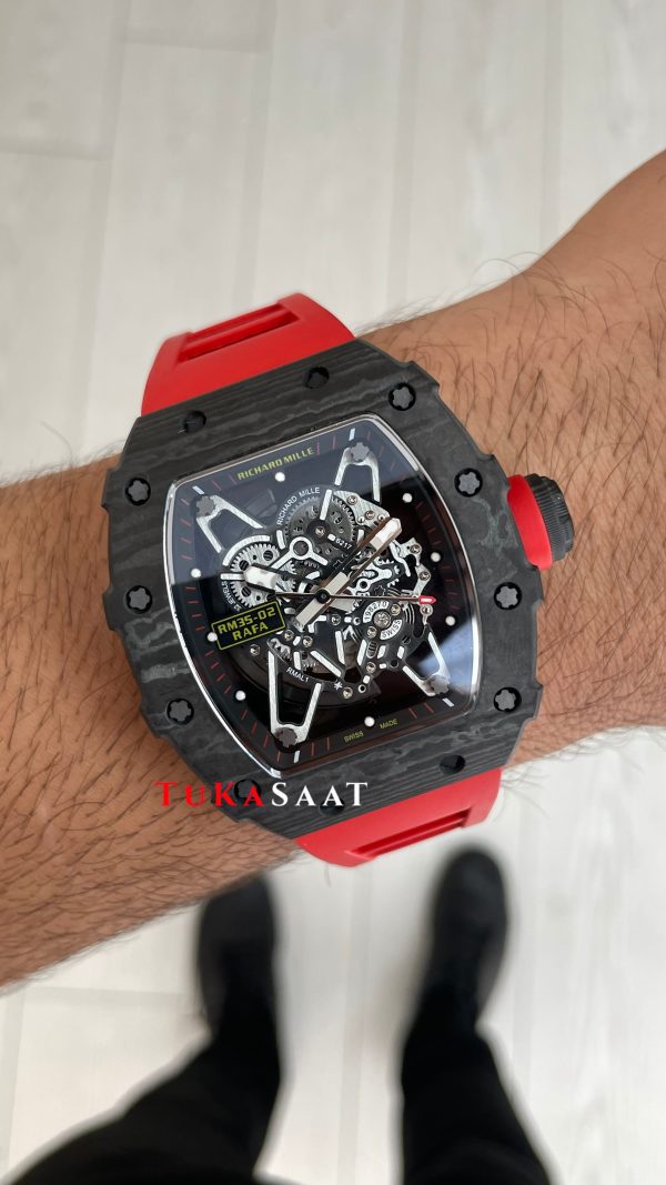 Richard Mille Rafael Nadal RM35-02 Kırmızı Carbon Black Replika Saat