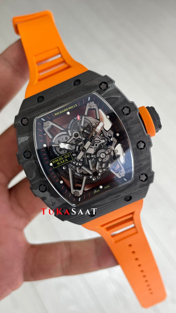 Richard Mille Rafael Nadal RM35-02 Turuncu Carbon Black Replika Saat