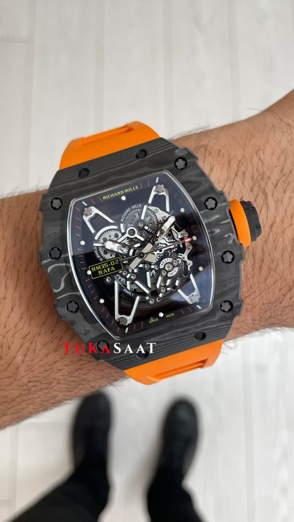 Richard Mille Rafael Nadal RM35-02 Turuncu Carbon Black Replika Saat