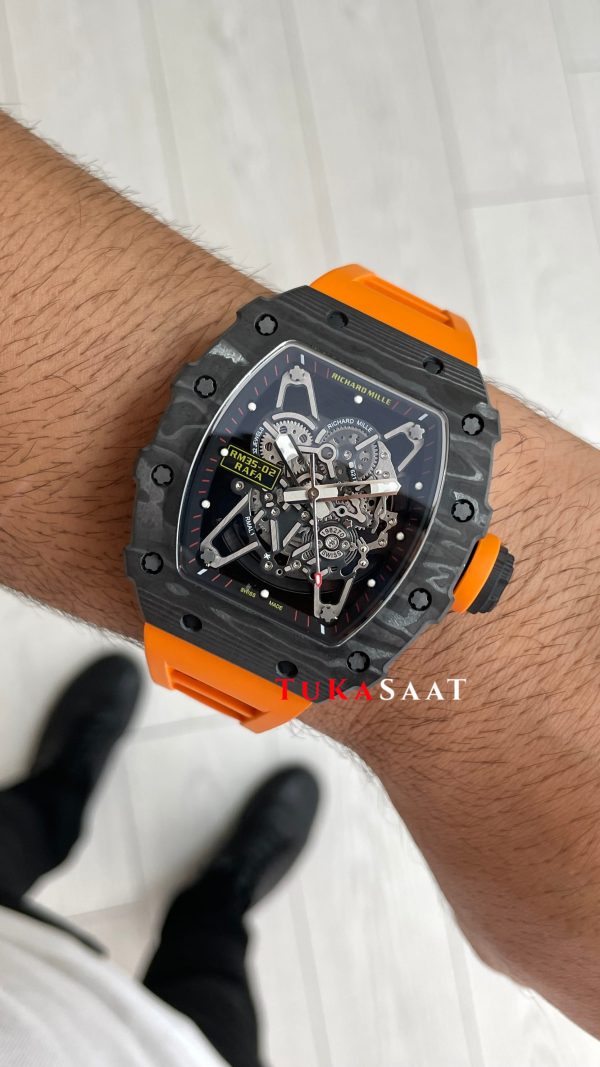 Richard Mille Rafael Nadal RM35-02 Turuncu Carbon Black Replika Saat