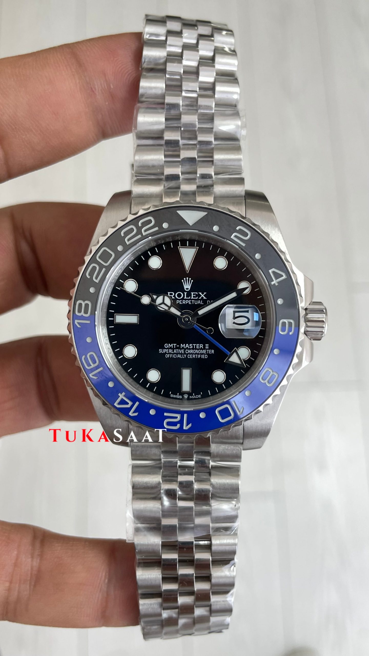 Rolex Batgirl Gmt Master II 126710BLNR Jubilee Batman 40mm Silver Replika Saat Rolex Batgirl Gmt Master II 126710BLNR Jubilee Batman 40mm Silver Replika Saat