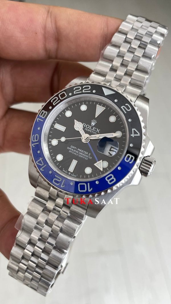 Rolex Batgirl Gmt Master II 126710BLNR Jubilee Batman 40mm Silver Replika Saat Rolex Batgirl Gmt Master II 126710BLNR Jubilee Batman 40mm Silver Replika Saat