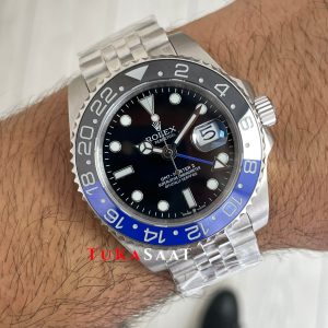 Rolex Batgirl Gmt Master II 126710BLNR Jubilee Batman 40mm Silver Replika Saat