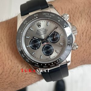 Rolex Cosmograph Daytona Ghost 126519LN Oysterflex Gri Kadran 40mm Replika Saat