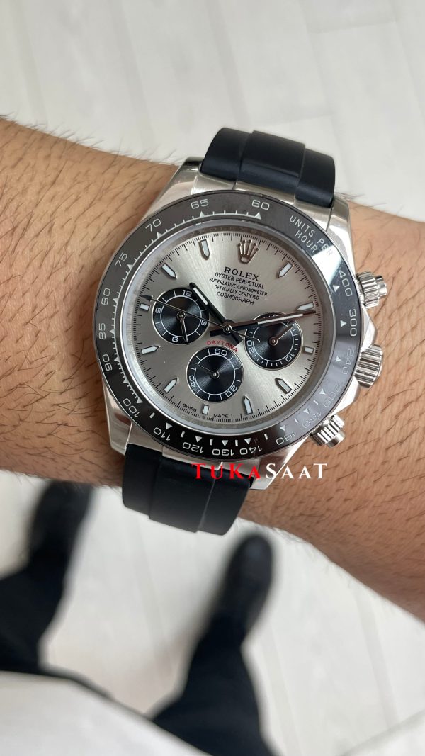 Rolex Cosmograph Daytona Ghost 126519LN Oysterflex Gri Kadran 40mm Replika Saat Rolex Cosmograph Daytona Ghost 126519LN Oysterflex Gri Kadran 40mm Replika Saat