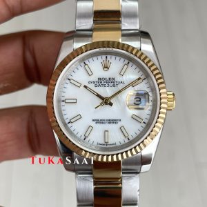 Rolex Datejust Beyaz 126233 Oyster Two Tone Gold 36mm Replika Saat