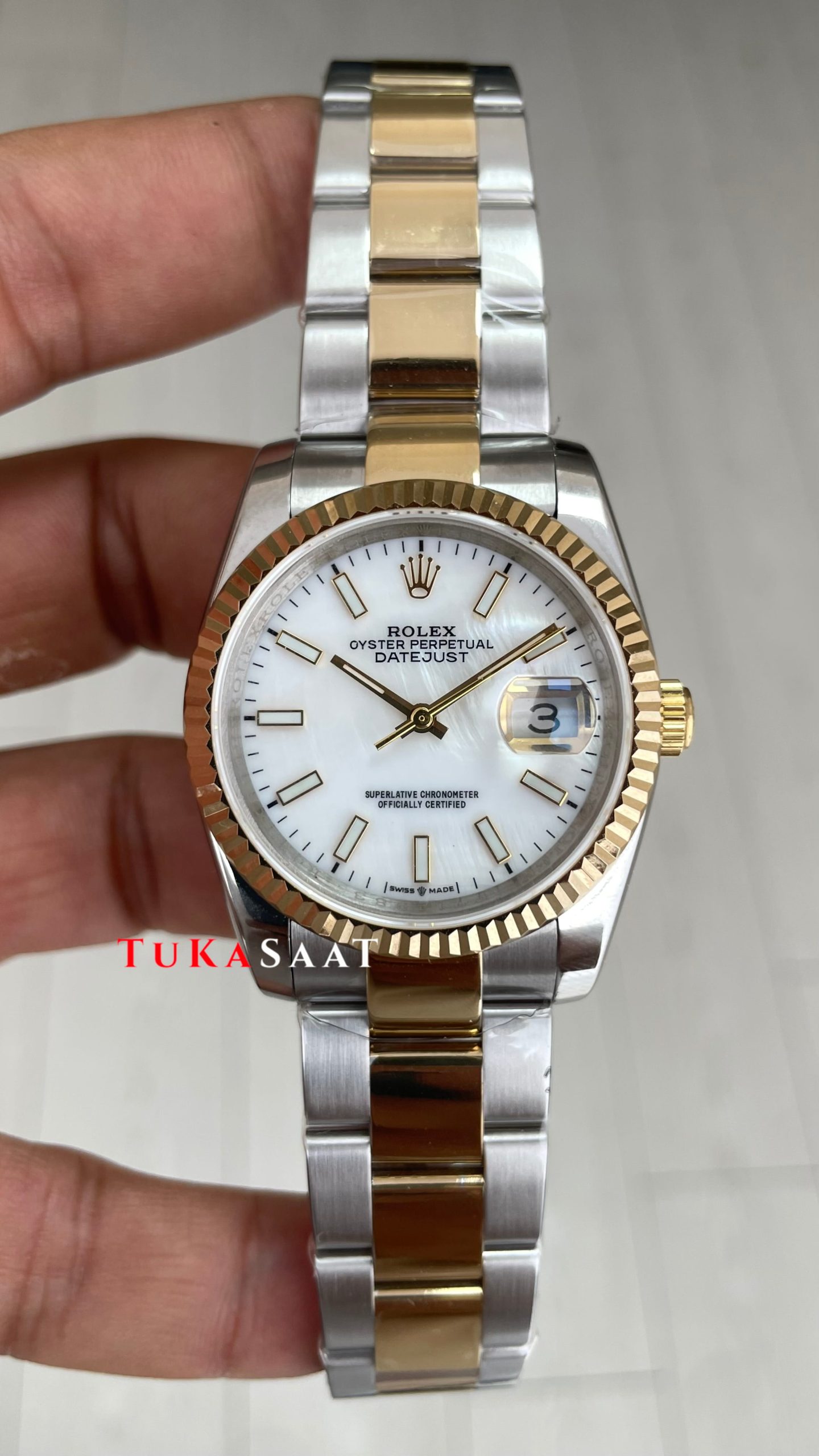 Rolex Datejust Beyaz 126233 Oyster Two Tone Gold 36mm Replika Saat Rolex Datejust Beyaz 126233 Oyster Two Tone Gold 36mm Replika Saat