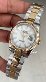 Rolex Datejust Beyaz 126233 Oyster Two Tone Gold 36mm Replika Saat