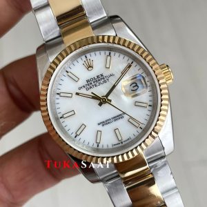 Rolex Datejust Beyaz 126233 Oyster Two Tone Gold 36mm Replika Saat