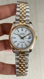 Rolex Datejust Beyaz Kadran 126333 Jubilee Two Tone Gold 41mm Replika Saat