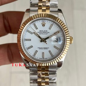 Rolex Datejust Beyaz Kadran 126333 Jubilee Two Tone Gold 41mm Replika Saat