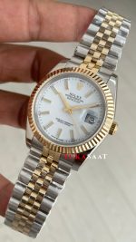 Rolex Datejust Beyaz Kadran 126333 Jubilee Two Tone Gold 41mm Replika Saat