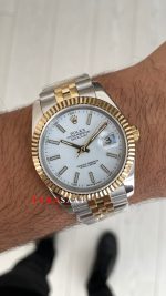 Rolex Datejust Beyaz Kadran 126333 Jubilee Two Tone Gold 41mm Replika Saat