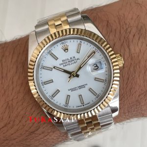 Rolex Datejust Beyaz Kadran 126333 Jubilee Two Tone Gold 41mm Replika Saat