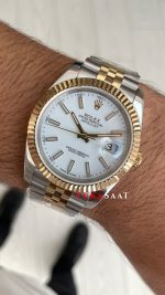 Rolex Datejust Beyaz Kadran 126333 Jubilee Two Tone Gold 41mm Replika Saat