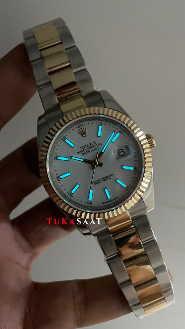 Rolex Datejust Beyaz 126333 Oyster Two Tone Gold 41mm Replika Saat