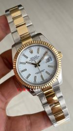 Rolex Datejust Beyaz 126333 Oyster Two Tone Gold 41mm Replika Saat