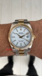 Rolex Datejust Beyaz 126333 Oyster Two Tone Gold 41mm Replika Saat