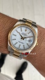 Rolex Datejust Beyaz 126333 Oyster Two Tone Gold 41mm Replika Saat