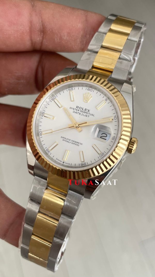 Rolex Datejust Beyaz Kadran 126333 Oyster Two Tone Gold 41mm Swiss ETA Saat Copy Clean Rolex Datejust Beyaz Kadran 126333 Oyster Two Tone Gold 41mm Swiss ETA Saat Copy Clean