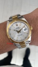 Rolex Datejust Beyaz Kadran 126333 Oyster Two Tone Gold 41mm Swiss ETA Saat Copy Clean