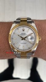 Rolex Datejust Beyaz Kadran 126333 Oyster Two Tone Gold 41mm Swiss ETA Saat Copy Clean