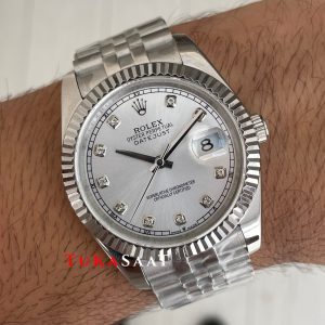 Rolex Datejust Beyaz Taşlı 126334 White Diamond Jubilee 41mm Replika Saat