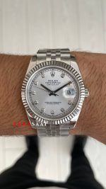 Rolex Datejust Beyaz Taşlı 126334 White Diamond Jubilee 41mm Replika Saat