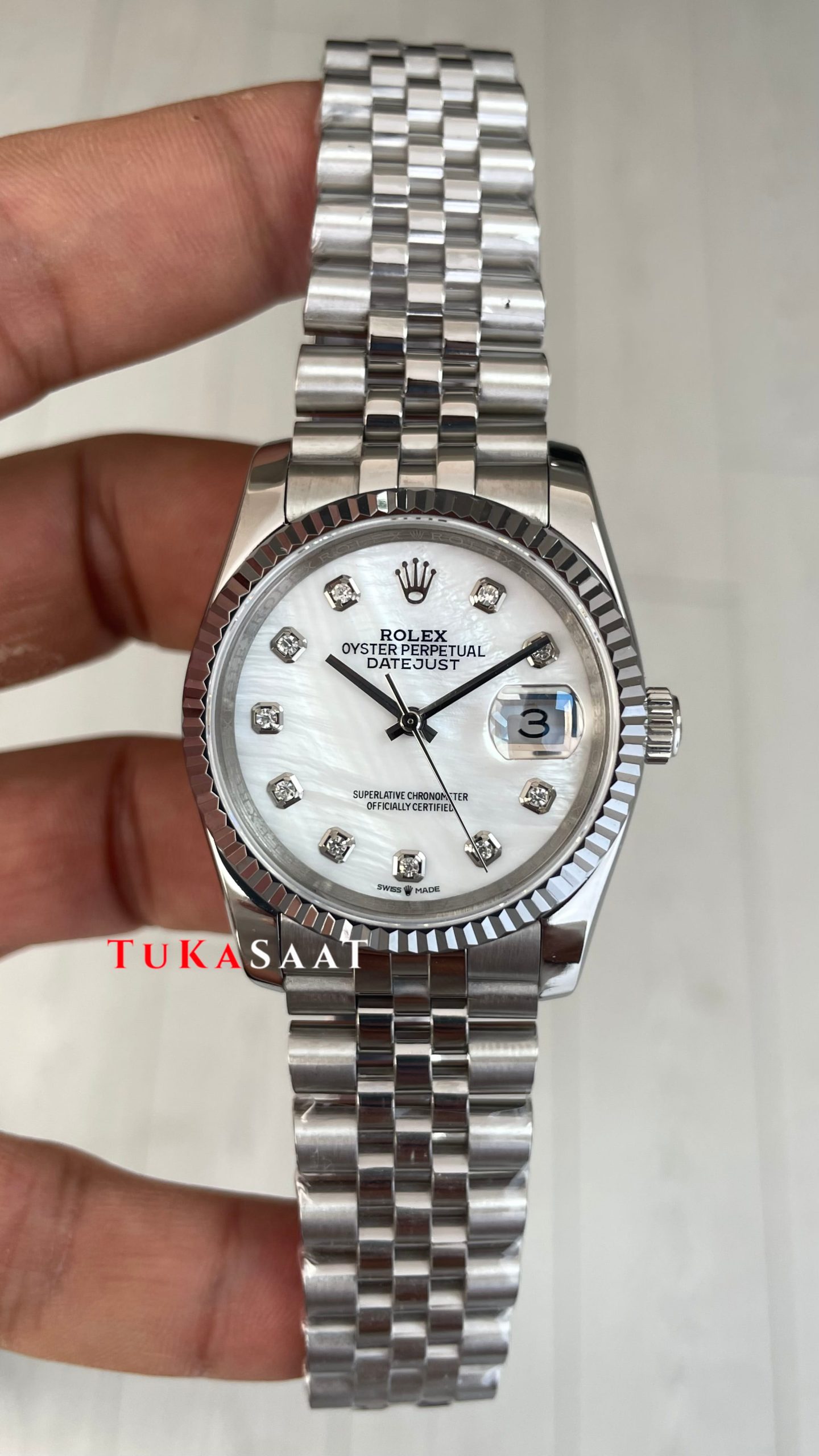Rolex Datejust Taşlı Beyaz Kadın Saati 126233 Mother of Pearl Diamond White Dial Two Tone 36 mm Jubilee Replika Saat Rolex Datejust Taşlı Beyaz Kadın Saati 126233 Mother of Pearl Diamond White Dial Two Tone 36 mm Jubilee Replika Saat