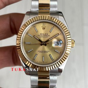 Rolex Datejust Champagne 126333 Oyster Two Tone Gold Şampanya Kadran 41mm Replika Saat