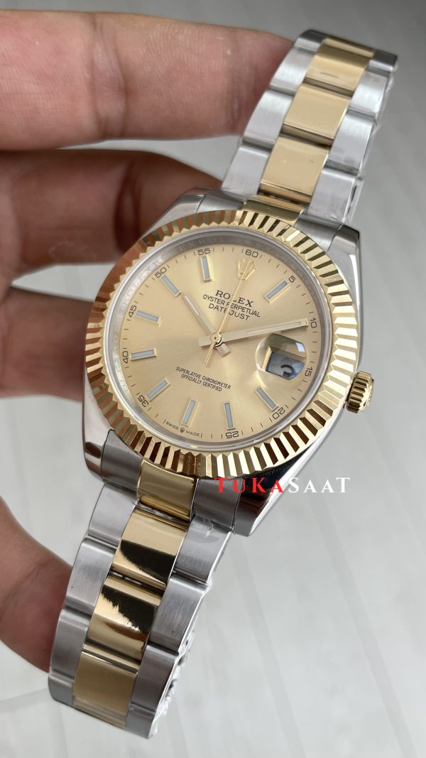 Rolex Datejust Champagne 126333 Oyster Two Tone Gold Şampanya Kadran 41mm Replika Saat Rolex Datejust Champagne 126333 Oyster Two Tone Gold Şampanya Kadran 41mm Replika Saat